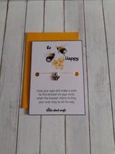 Image of Bee happy bee wish bracelet with a coloured envelope. Wish. Gift.