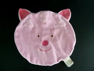 B9- DOUDOU PLAT VACO CHAT TIGRE ROSE ROND TRIANGLE ATTACHE TETINE - EXCELL ETAT - Photo 1/2