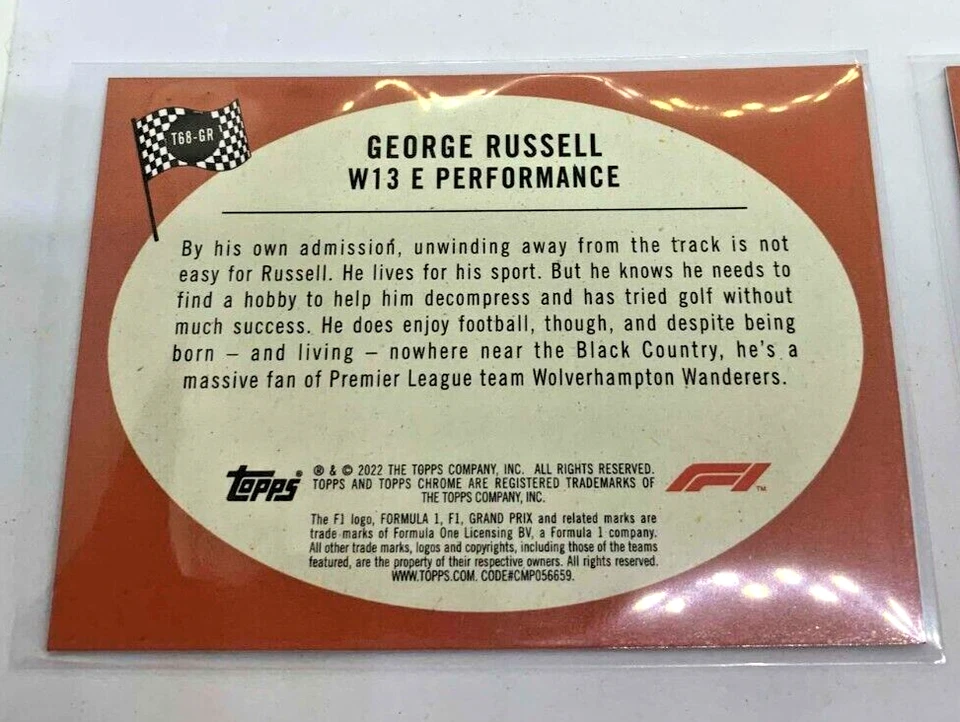 F1 2022 "GEORGE RUSSELL" #T68-GR Racer Refractor W13 E Topps Chrome Formula 1 - Image 2 of 2