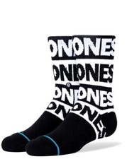 Stance Kids Black White Crew Cotton Cushion The Ramones Casual Socks Sz L 3-5.5