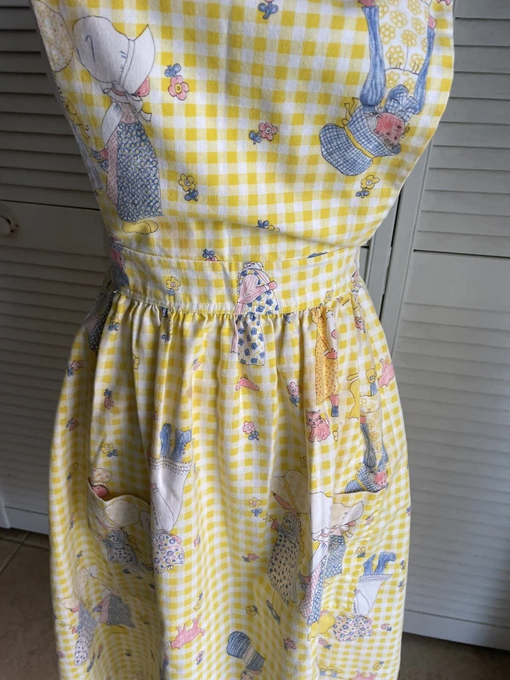 Vestido midi vintage años 70 delantal delantal talla abierta Holly Hobbie Foto 3 de 4