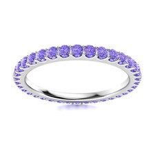 Tanzanite Brilliant-Cut Round 2mm Full Eternity Band Ring With Rhodium Plated