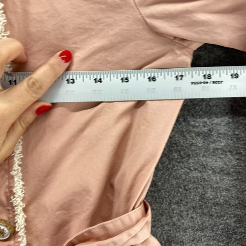 Trish Scully Child Coat Girls 12 Pink Button Up Collared Belted Long Sleeve - Picture 7 of 9