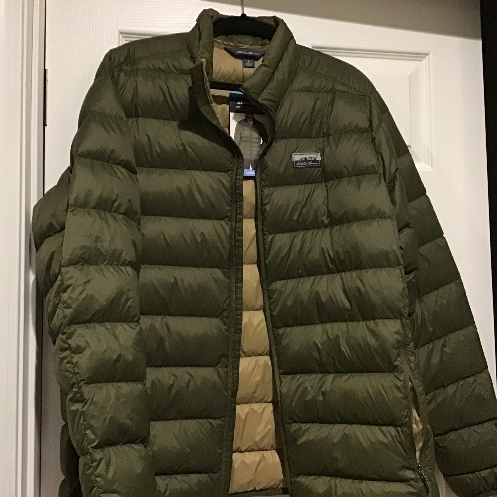 Eddie Bauer Men's Down Packable Jacket Microlight Size Large Olive 650