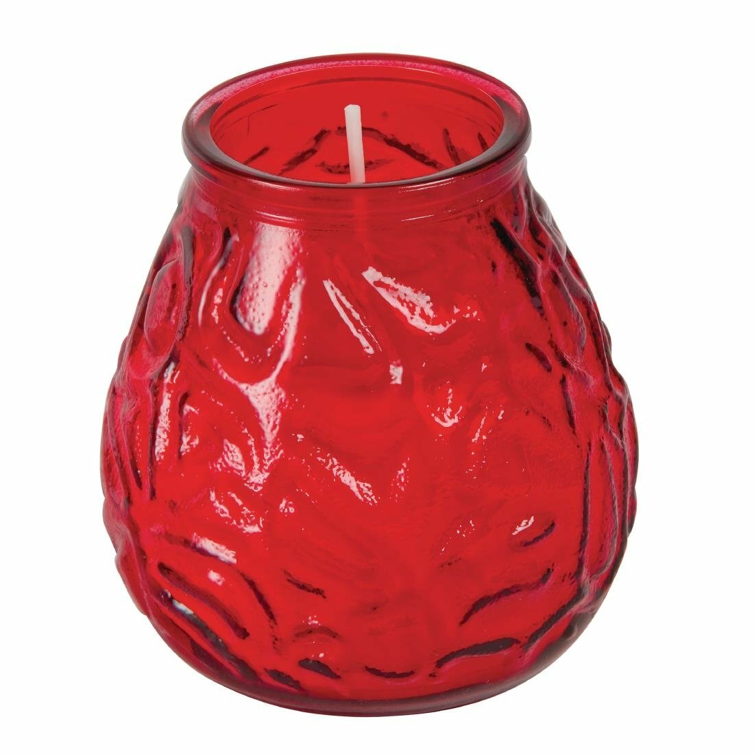 Glass Candle Low Boy Red Jar Candles 70 Hour Burn Time Wax Filled