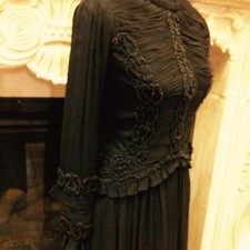 Elegant sexy black chiffon and beaded cocktail gown size 4
