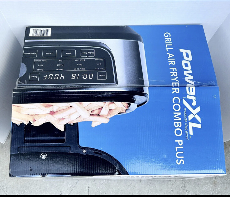 POWER XL Grill Air Fryer Combo Plus 6 QT 12 In 1 Stainless Steel Nonstick eBay