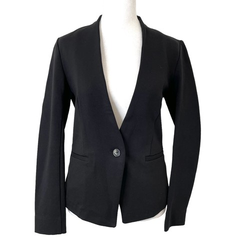 Rachel Roy Ponte Knit Blazer Jacket Office Minimalist Classic Black size Small
