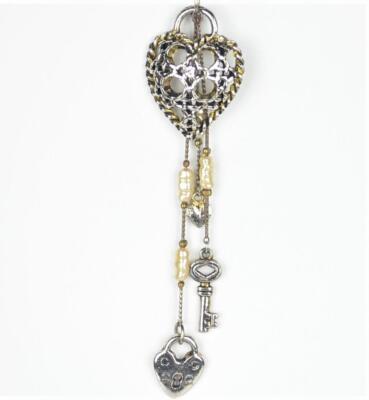 HEART LOCK & KEY PENDANT NECKLACE - 37'' CHAIN
