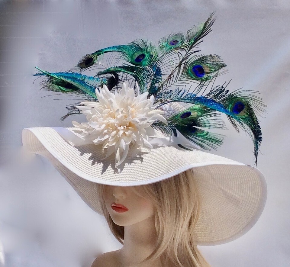 Kentucky Derby Hat Church Tea Party Hat with Wide Brim