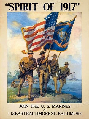 Join the US Marines - Spirit of 1917! USMC WWI Recruiting Poster - 24x32