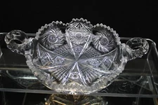 Vintage American Brilliant Period Cut Glass Large Double Handled NAPPY {037}