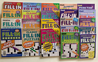 Lot of 5 Penny Press Fill-Ins Puzzle Books Unsorted Famous Classic Favorite Expr