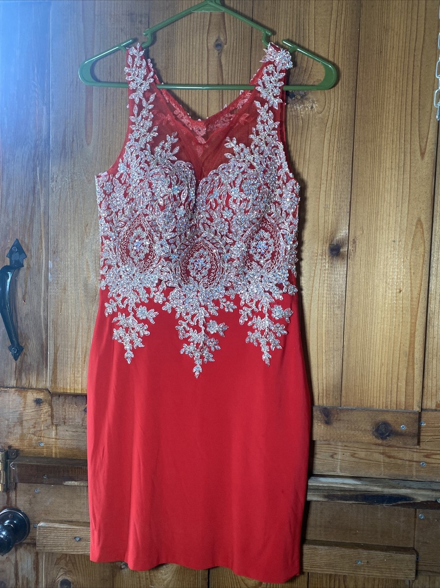 Dancing Queen red sparkly formal dress homecoming prom wedding sz M | eBay