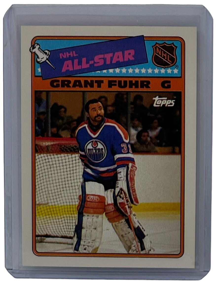 Grant Fuhr #6 Hockey Cards 1988 Topps Stickers trading card — raw and PSA graded price guide