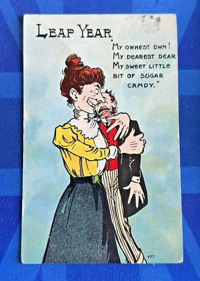 Freche Comic Postkarte 1908 SCHALTJAHR - MY SWEET LITTLE BIT OF SUGAR CANDY