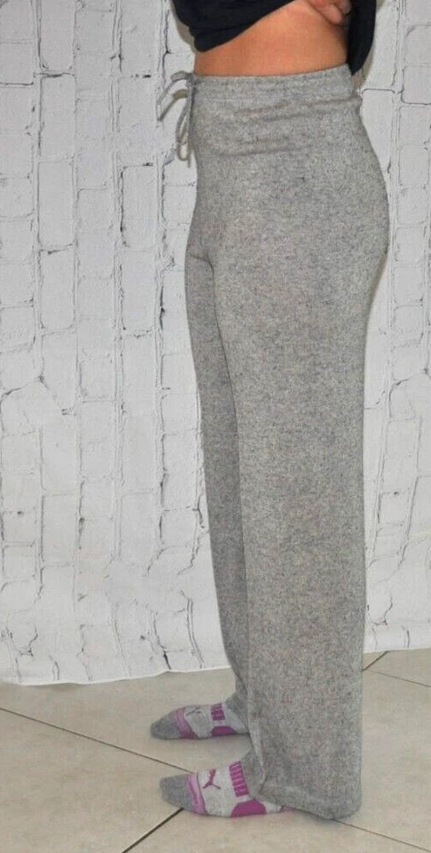 Pantalones con cordón de cachemir de seda LT SPORT PS pierna recta punto fino gris Foto 4 de 4