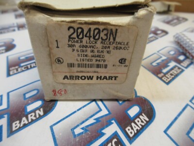 Arrow Hart 20403N Power Lock Receptacle 30 Amp 600 Volt 3P4W -NEW-B