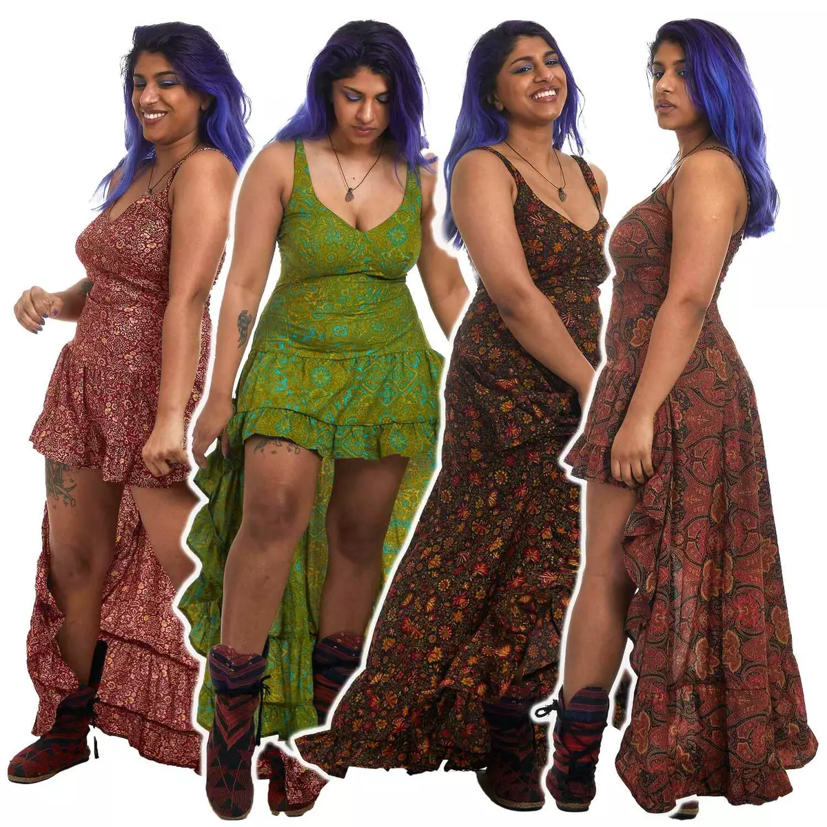 Low Dress, Floaty High Front Gypsy Festival Dress, Plus | eBay