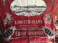 The Limited Jeans Company Scarf Vintage 90s Red Navy Over Sized Bandana 26 x 27