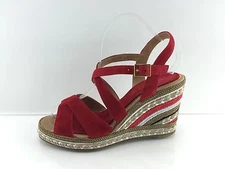 $210 Andre Assous Dafina Women's Red Suede Wedges 7.5