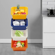 4 PCS Stacking Storage Baskets, Stackable Organizer Baskets
