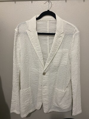 Giorgio Armani Ivory White Seersucker Blazer Sz 48 Rare