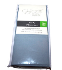 Jaclyn Smith King Pillowcases 600 Thread Count KPC Ashley Blue 2 ct 40x20"