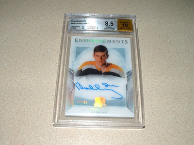 2017-18 THE CUP ENSHRINEMENTS BOBBY ORR AUTO, SIGNED CARD #'D 7/25 BGS NM-MT 8.5