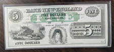 Bank of New England $5 Banknote Connecticut East Haddam Goodspeeds Landing
