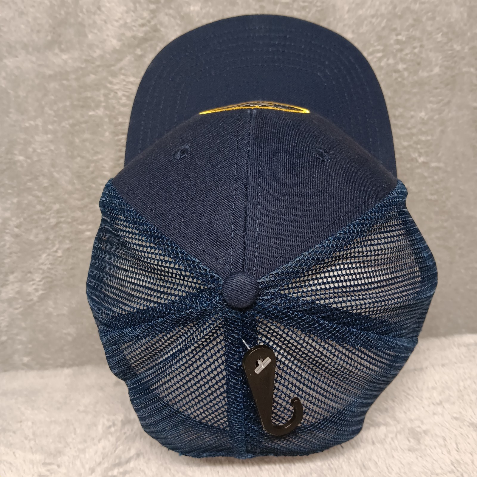 Howies Athletic Tape Hat Cap Crosscheck Logo Patch Navy Blue Snapback Mesh Back