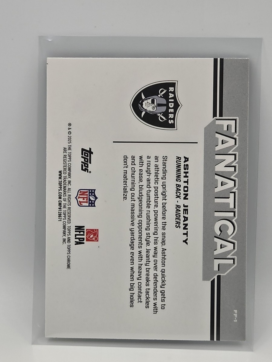 2025 Topps Chrome Ashton Jeanty Fanatical FF-1 RC Las Vegas