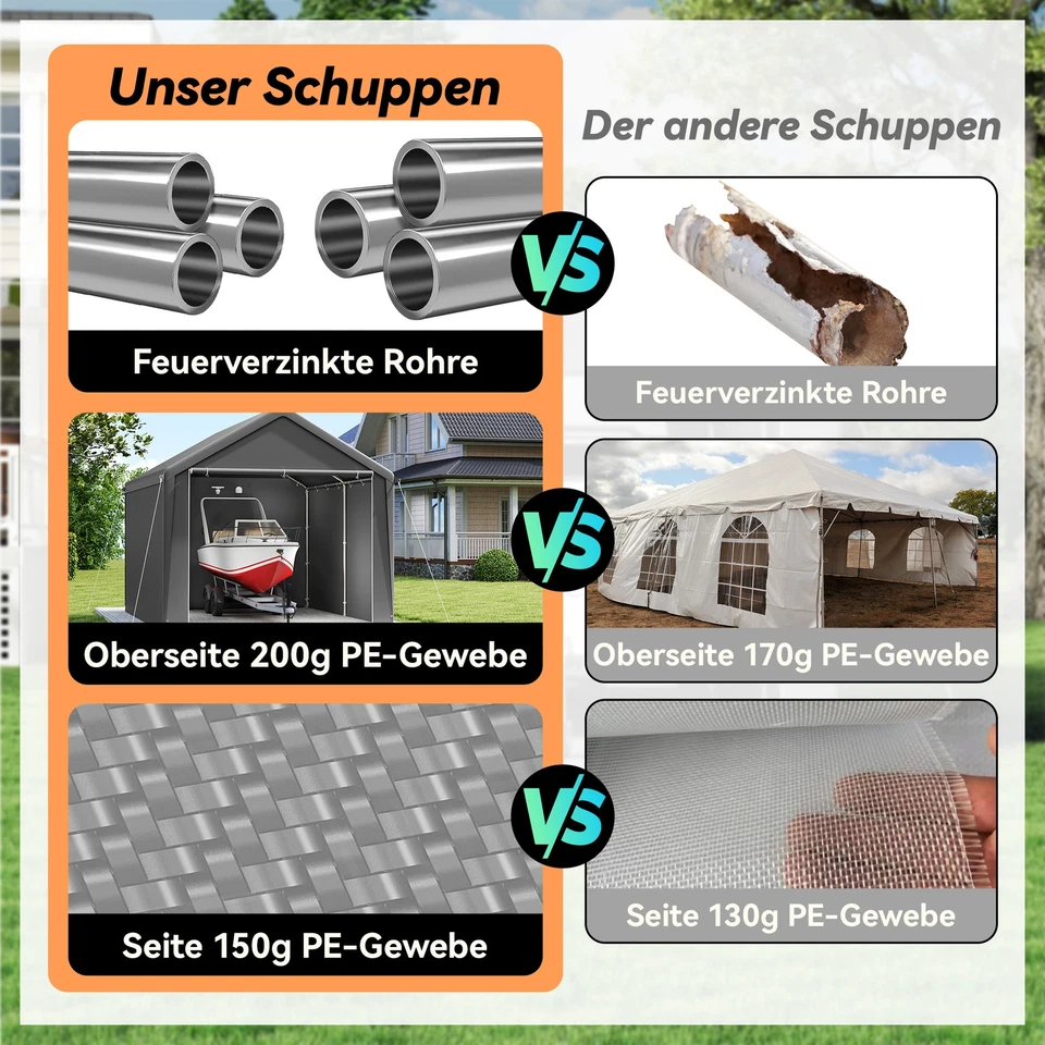 Carport Tent Garage, Waterproof Storage Tent with PE Roof, Garage Tent - Image 4 of 4