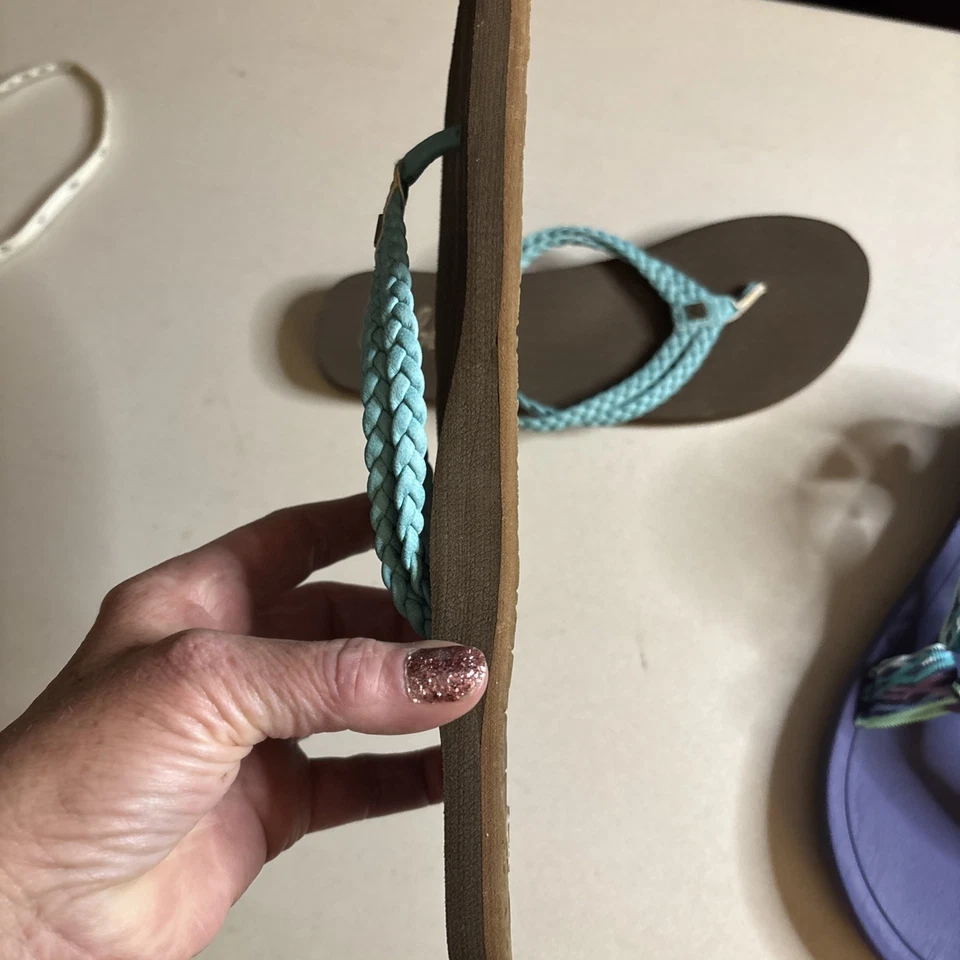 Chanclas COBIAN SANDALIAS LEUCADIA azul azulado trenzadas EE. UU. para mujer talla 8 usadas en excelente estado Foto 4 de 4