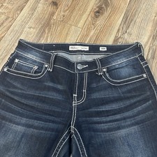 BKE Denim CULTURE Low Rise Boot Cut Jeans Thick Stitch Size 30x31 Western Boho