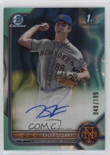 2022 Bowman Draft Chrome Pick Aqua Lava Refractor 49/199 Tyler Stuart Auto 1dh2