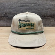 Vintage DowElanco Broadstrike Hat Cap Snap Back Beige Rope Agriculture USA Made