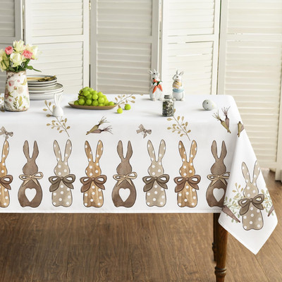 Kaninchen Hasen Karotten Ostern Tischdecke 140x160 cm, Saisonnal Frühling Flecks