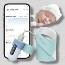 Baby Sleep Sock/Foot, Oxygen/Movement/Motion Monitor, Bluetooth, Rechargeable