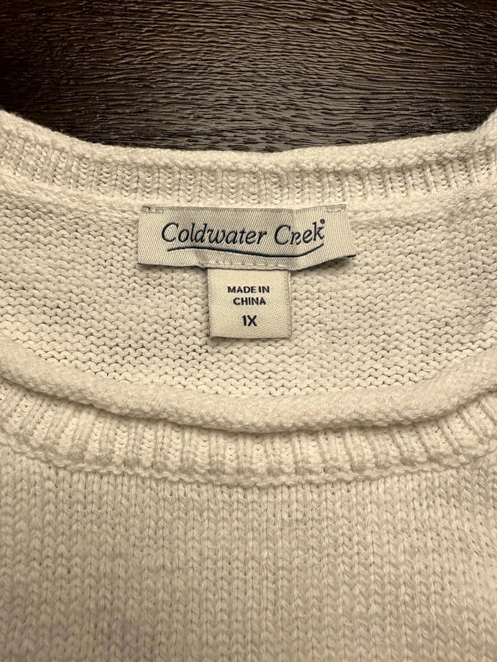 Suéter ligero manga larga estampado floral rosa blanco Coldwater Creek talla 1X Foto 4 de 4