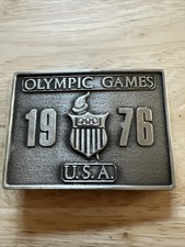 Vintage 1976 Olympic Games USA Brass Belt Buckle Bergamot Buckle Works