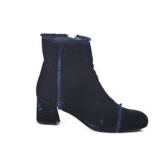 Stuart Weitzman Boots Victorian On The Fringe Velvet Bootie Dark Blue size US 10