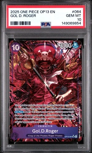 2025 ONE PIECE OP13 #064 CARRYING ON HIS WILL GOL D ROGER ALT ART PSA 10