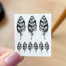 Temporary tattoo sheet Feathers, Feather tattoos, Tiny Black Feather Designs