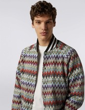 GIUBBINO BOMBER UOMO MISSONI ZIG ZAG MULTICOLORE PICCOLO £1370 #HP14