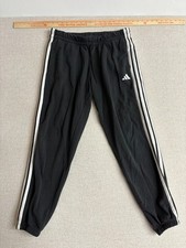 adidas Womens XL Black 3-Stripe Fleece Sweatpants Joggers Elastic Cuffs