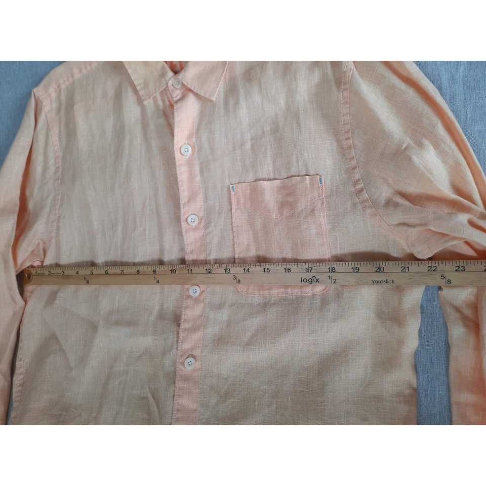 Tommy Bahama 男式中号桃色纯亚麻放松版型长袖纽扣衬衫 — 第 4/4 张图片