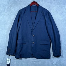 Polo Ralph Lauren Blazer Mens 38R Navy Blue Linen Modern Fit 448 FLAW