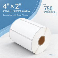 For Rollo and Phomemo Printers, 4 x 2 Inch White Direct Thermal Labels 1Roll