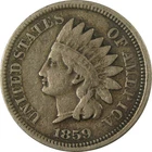 1859 Indian Head Cent F Fine Details Penny 1c Coin SKU:I26967
